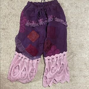 Boho Chic Purple Patchwork Wide Leg Pants